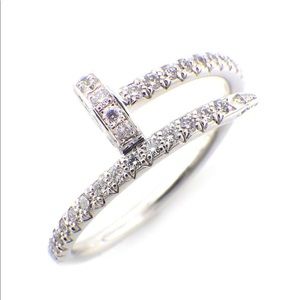 SOLD Sterling Silver 925 Nail Ring with brilliant zirconia Size 8